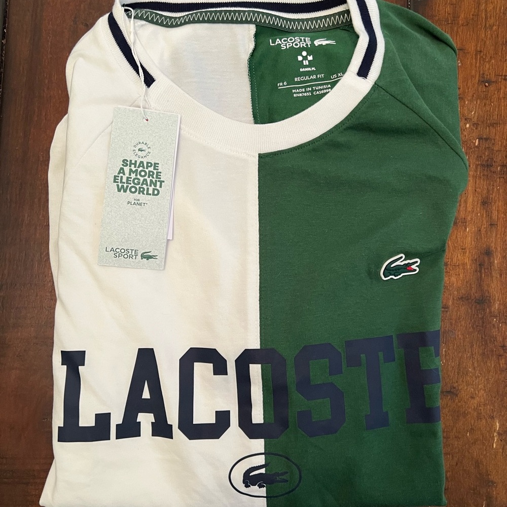 Lacoste Green and White Men's Shirt